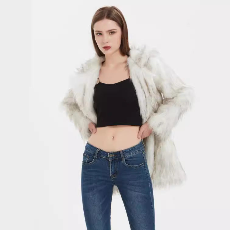 Damen Coole und lässige Kunstpelzjacke EB