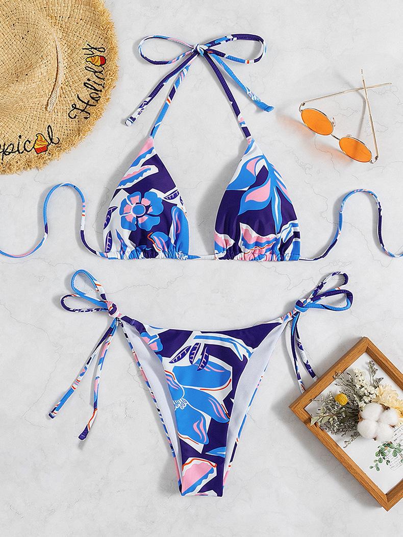 Damen Triangel-Bikini mit traumhaftem Blumendesign und raffinierten Schnürdetails EB