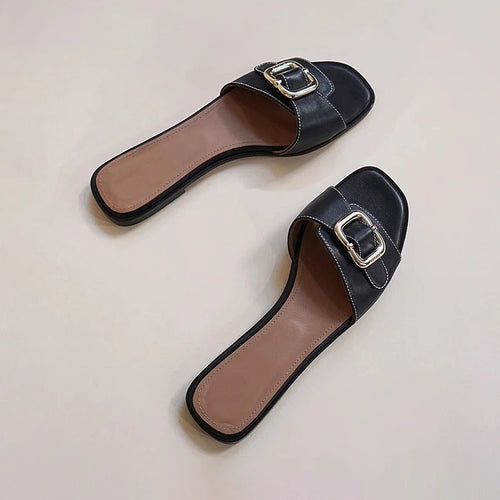 Damen elegante Mules mit modischem Schnallenakzent EB
