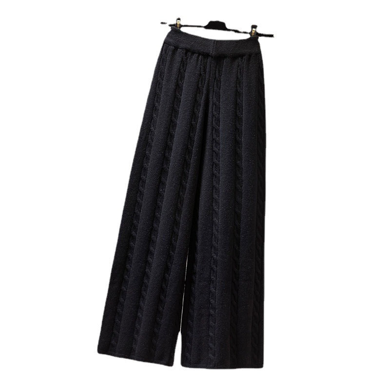 Damen Strickweite Palazzo-Hose mit Zopfmuster EB