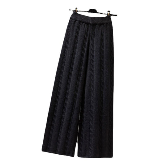 Damen Strickweite Palazzo-Hose mit Zopfmuster EB