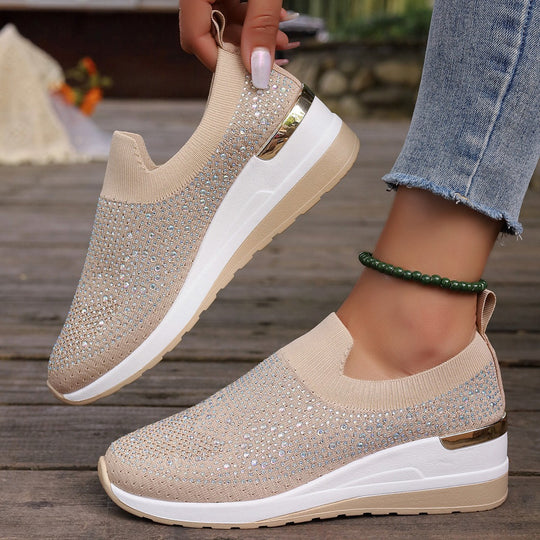 Damen Glitzernde Slip-On Sneakers mit gepolsterter Sohle EB