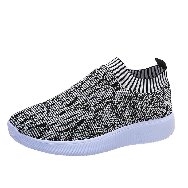 Damen Slip-On Sportschuhe mit atmungsaktiver Strick-Oberfläche und rutschfester Sohle EB