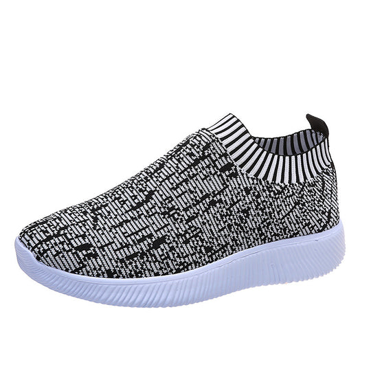 Damen Slip-On Sportschuhe mit atmungsaktiver Strick-Oberfläche und rutschfester Sohle EB