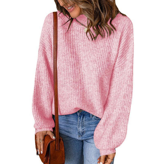 Damen modischer Grobstrickpullover mit weitem Schnitt EB