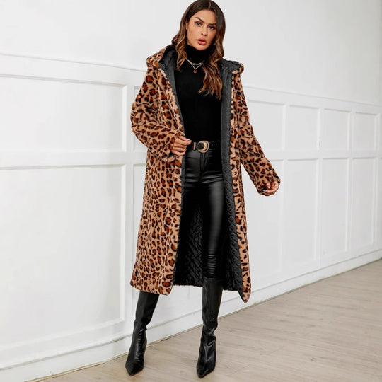 Damen Felljacke im Leopardenmuster EB