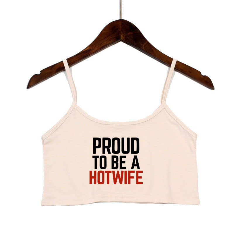 Damen Crop-Top mit modernen Schriftzügen und verstellbaren Trägern EB
