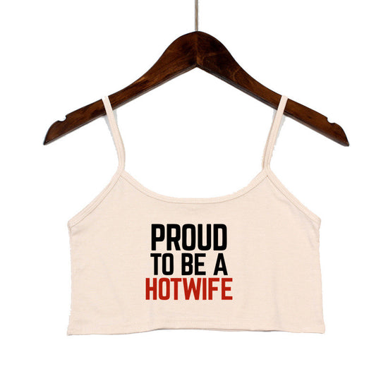 Damen Crop-Top mit modernen Schriftzügen und verstellbaren Trägern EB