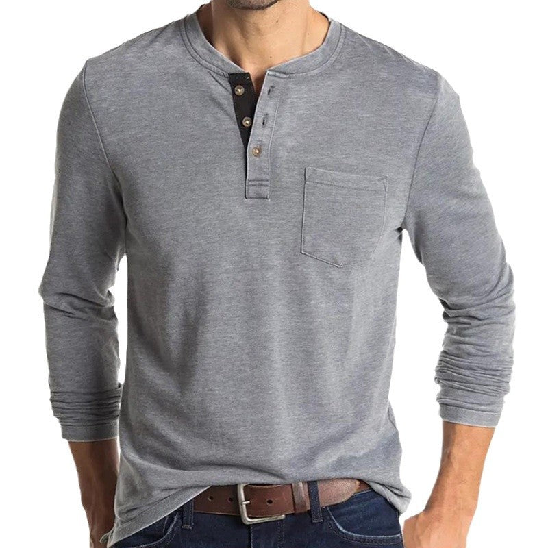 Herren Langarm-Hemd mit Knopfleiste und Brusttasche EB