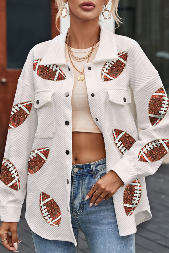 Damen Oversized Jacke mit Football-Design und praktischen Taschen EB