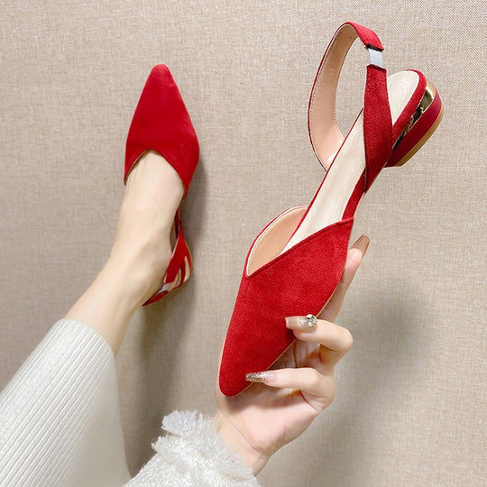 Damen Slingback-Pantoletten aus hochwertigem Wildleder mit feinem Absatz EB
