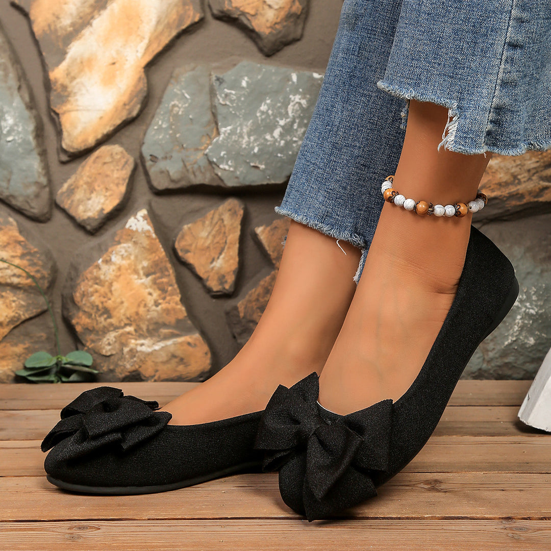 Damen Ballerinas mit stilvollem Schleifenakzent und elastischer Sohle EB