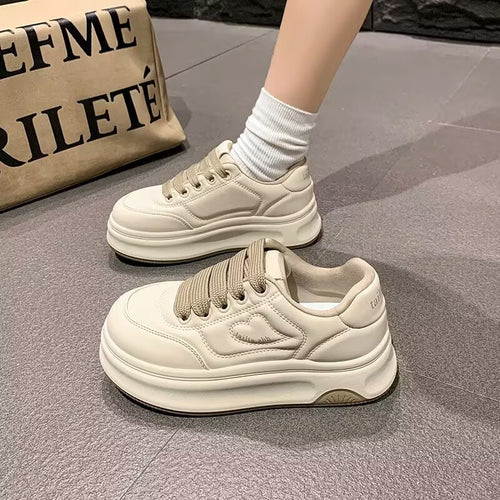 Damen Modische Sneakers mit dicker Laufsohle und atmungsaktivem Obermaterial EB