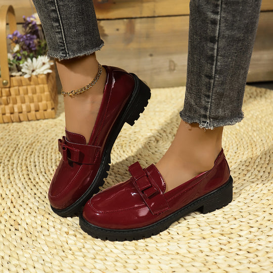 Damen Glänzende Loaferschuhe mit Eleganter Schnalle EB