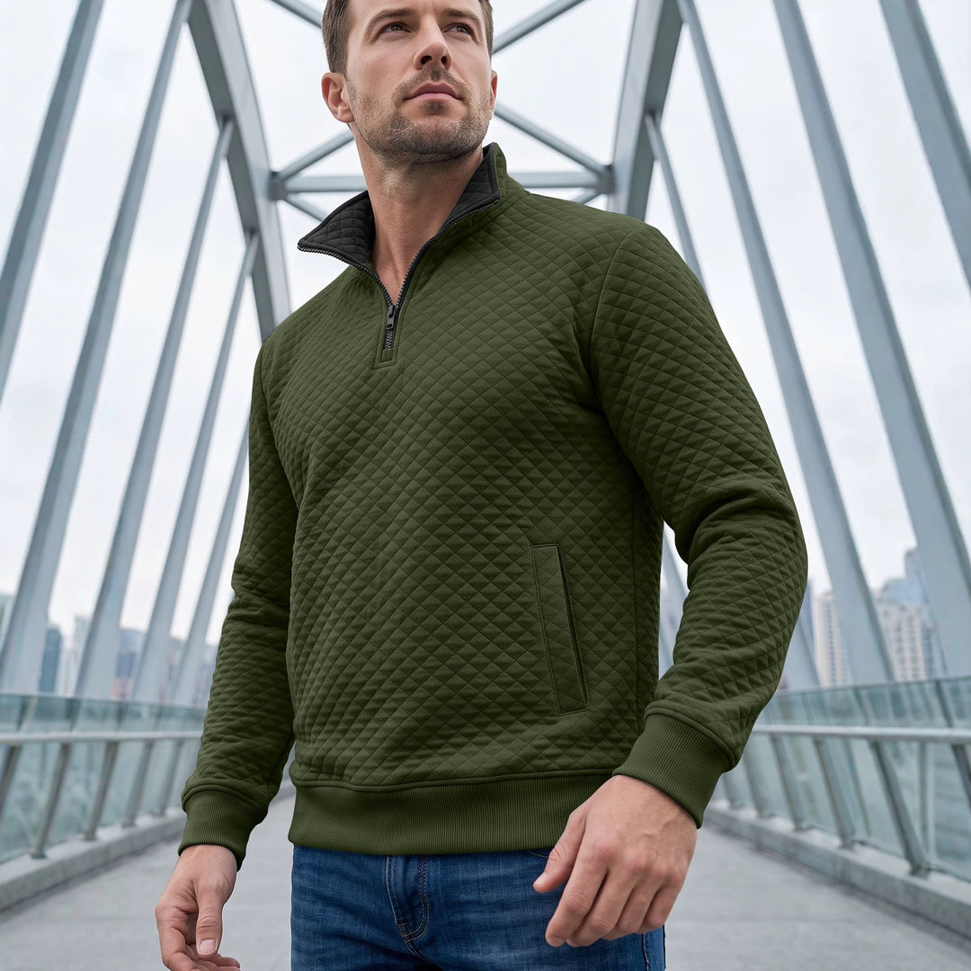 Herren Stepppullover mit Troyerkragen und Halbzip EB