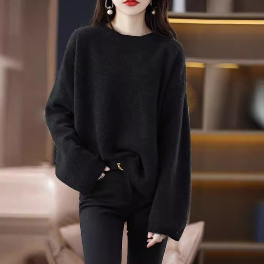 Damen Oversized Strickpullover mit weitem Schnitt und langen Ärmeln EB