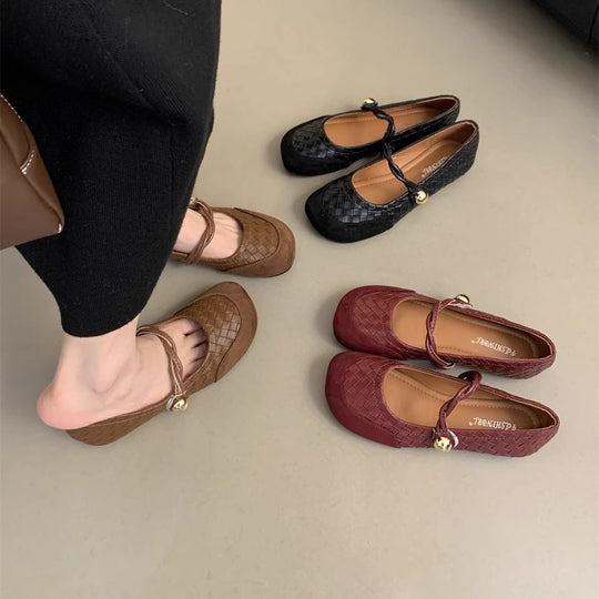 Damen Ballerinas mit modischem geflochtenem Design und eleganter Schleifen-Applikation EB