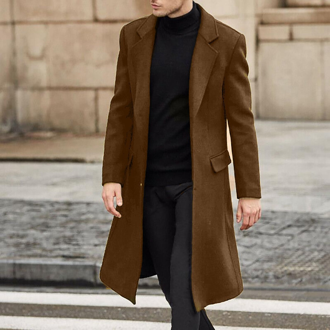 Herren eleganter lang geschnittener Wollmantel EB
