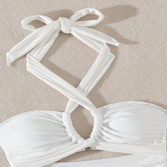 Damen Einteiler Badeanzug mit modischem Wickeldesign und aufregenden Cut-Out-Details EB