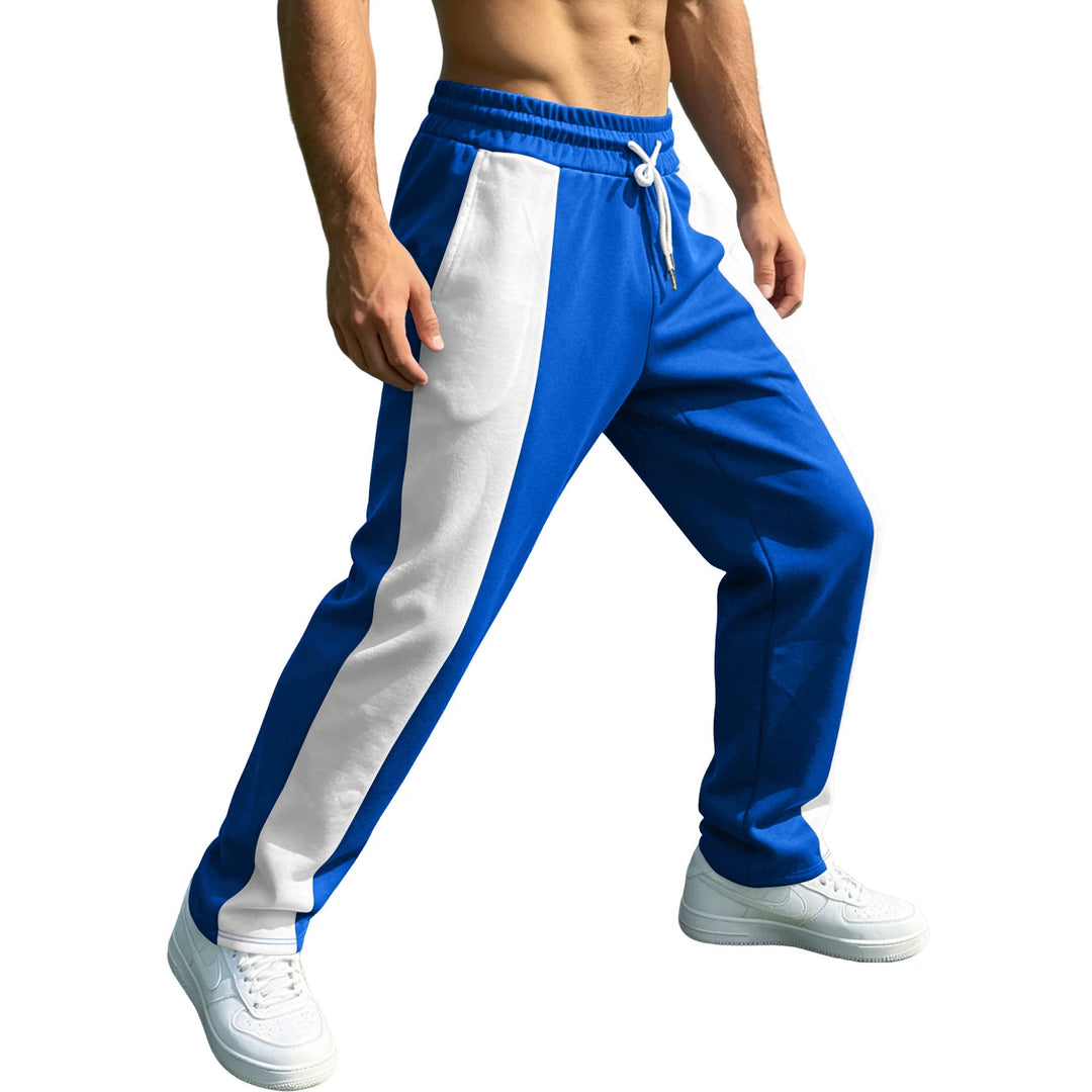 Herren nan sportliche Jogginghose mit Kontrast-Seiteneinsätzen, elastischem Bund, Kordelzug und Seitentaschen EB