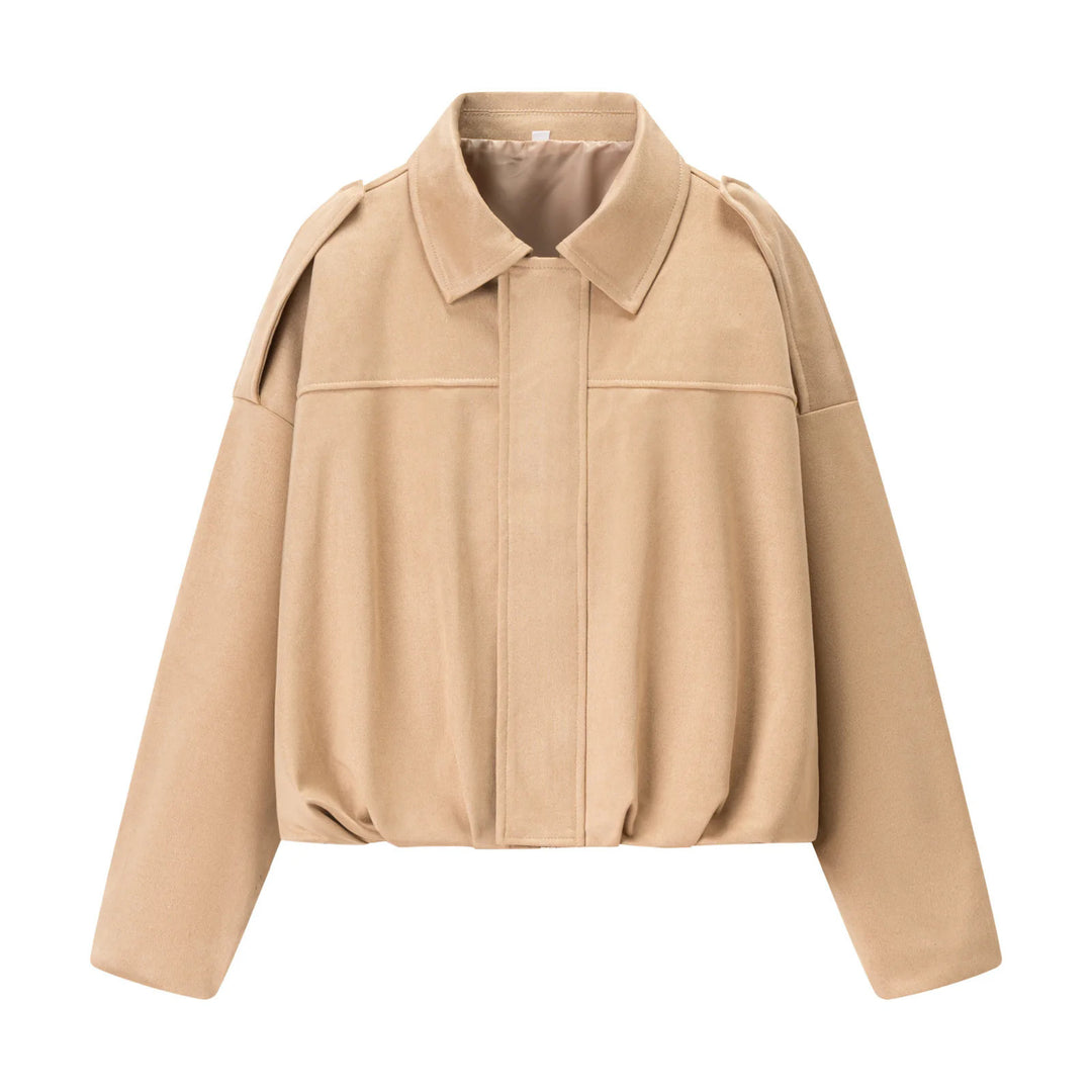 Damen modische cropped Jacke mit bequemen Bündchen und elegantem Kragen EB