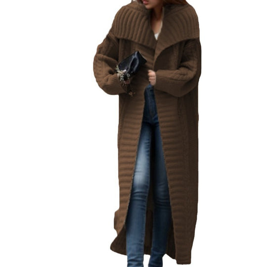 Damen Strickmantel mit strukturiertem Design und voluminösen Ärmeln EB