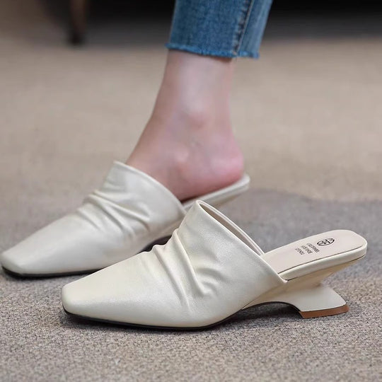 Damen elegante Pantoletten mit modischem Raffung-Design EB