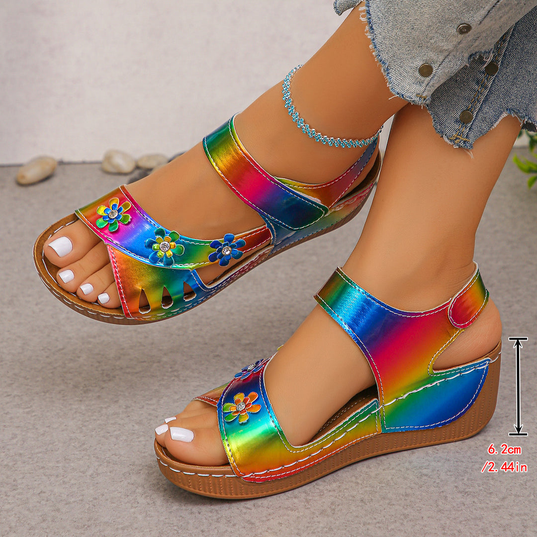 Damen Wedge-Sandalen mit floralem Akzent und komfortabler Fußbettung EB