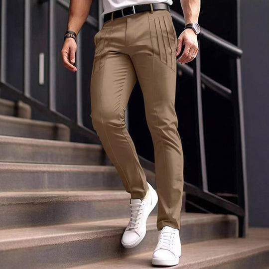 Herren stylische Slim-Fit Anzughose mit plissiertem Design EB