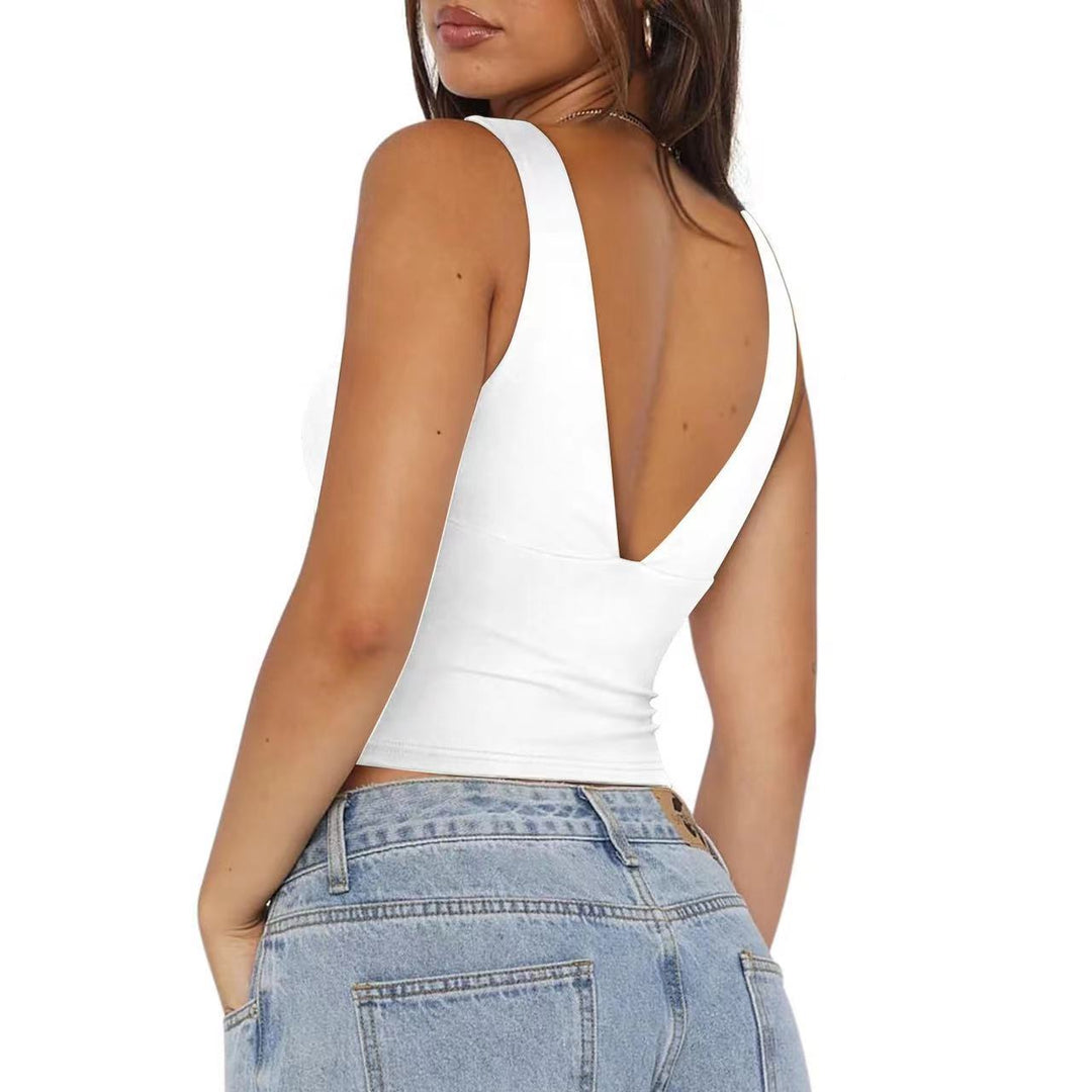 Damen figurbetontes V-Ausschnitt Top EB