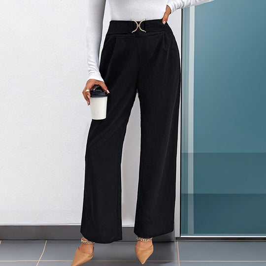Damen Elegante High-Waist-Hose mit stylischem Gürteldetail EB