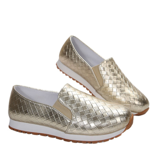 Damen Slip-On Sneakers mit glitzerndem Geflechtdesign und elastischem Komfort EB