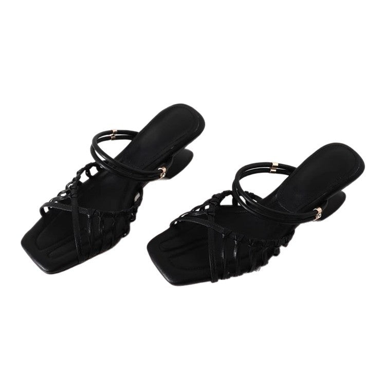 Damen Sandalen mit elegantem Riemendesign und glamourösem Glanz EB