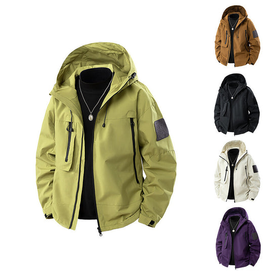Herren wasserfeste Multifunktionsjacke mit Kapuze und praktischen Taschen EB