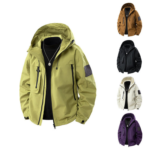 Herren wasserfeste Multifunktionsjacke mit Kapuze und praktischen Taschen EB