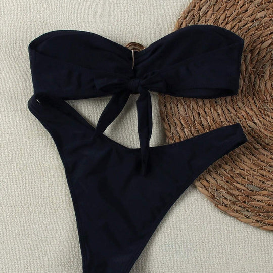 Damen Bikini mit modischem Knotendesign und elegantem Goldakzent EB