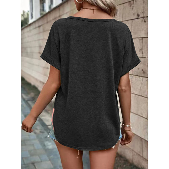 Damen T-Shirt mit Knopfleiste und lässigem Schnitt EB