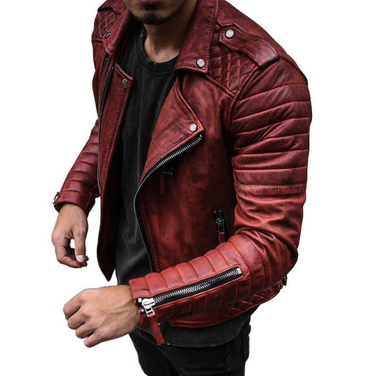 Herren Bikerjacke aus hochwertigem mit strukturiertem Design und praktischen Reißverschlüssen EB