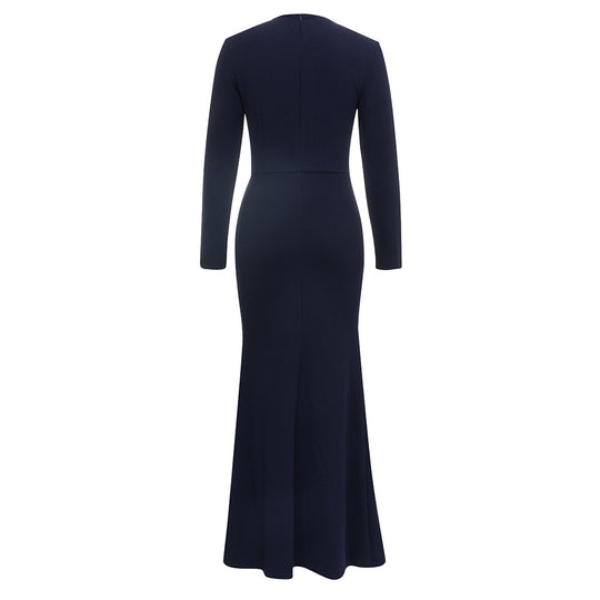 Damen Maxikleid mit detailverliebt gestaltetem Long-Sleeve und eleganter Schlitz-Applikation EB