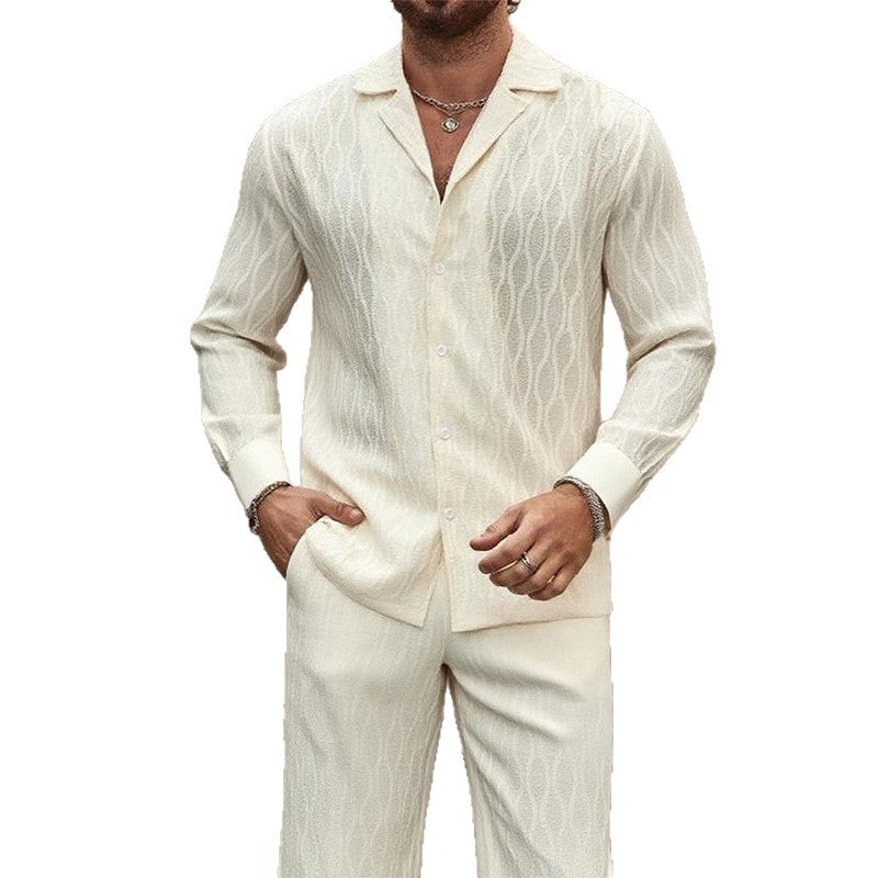Herren eleganter Set mit feinem Strukturmuster und komfortablem Schnitt EB