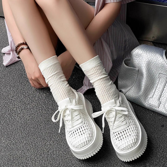 Damen Sportliche Sneaker mit atmungsaktivem Netzdesign und komfortabler Plateau-Sohle EB