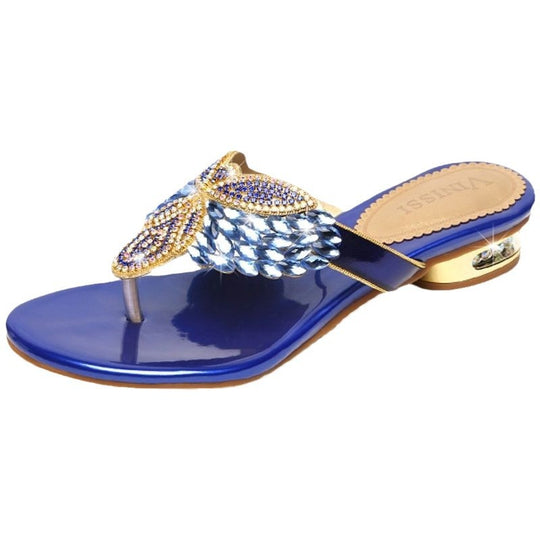 Damen Glamouröse Zehentrenner-Sandalen mit eleganten Schmuckdetails EB