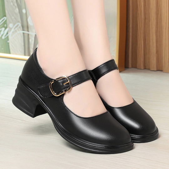 Damen Mary Jane Pumps mit komfortablem Blockabsatz und modischer Schnalle EB