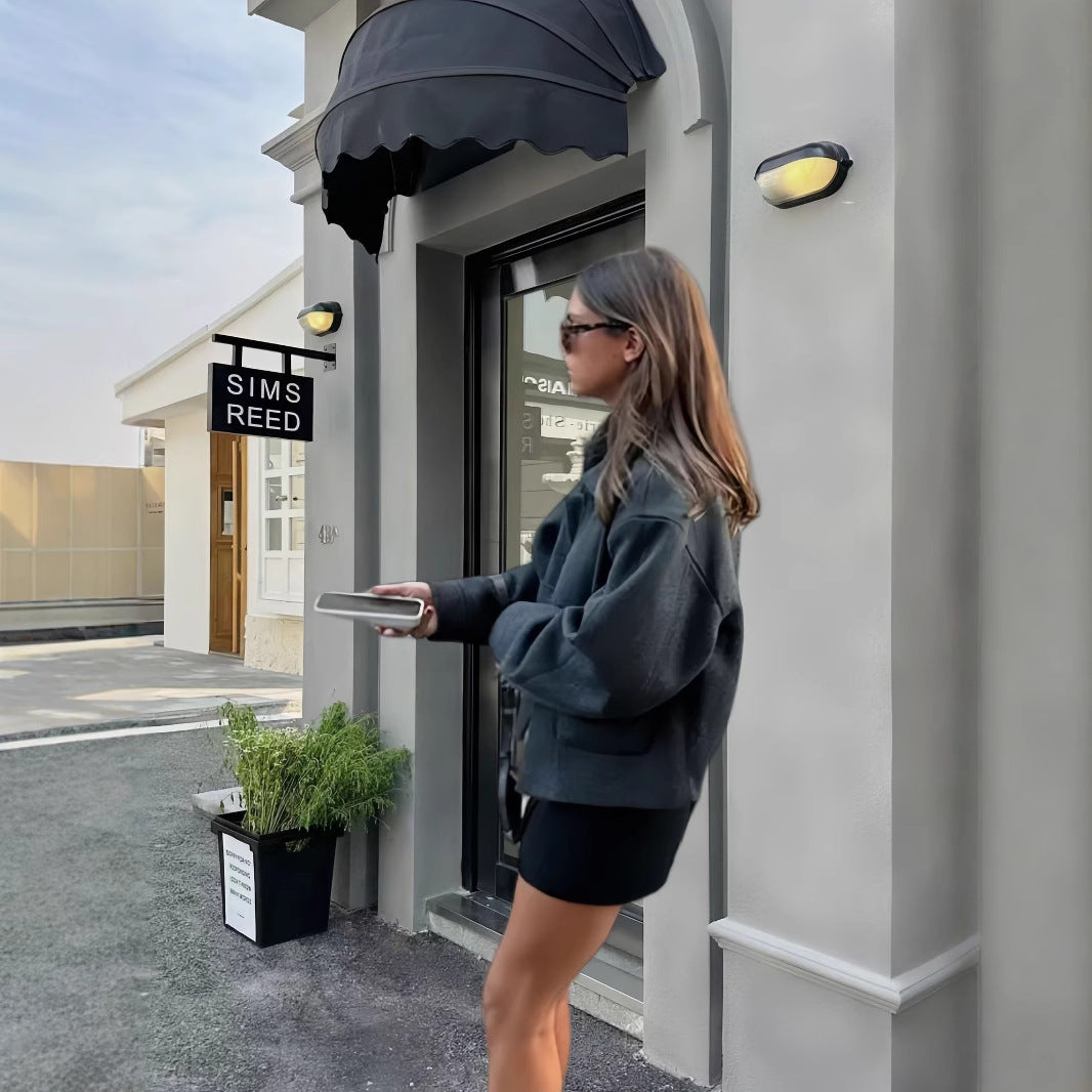 Damen lässige Oversize-Jacke mit praktischen aufgesetzten Taschen EB