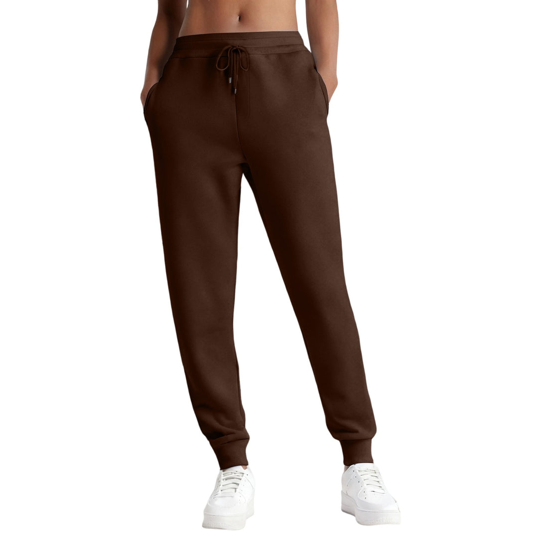 Damen nan schmale High‑Waist Sweat-Jogginghose mit hohem Komfortbund, verstellbarem Kordelzug und elastischen Knöchelbündchen EB