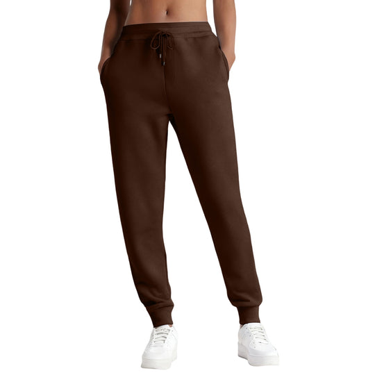 Damen nan schmale High‑Waist Sweat-Jogginghose mit hohem Komfortbund, verstellbarem Kordelzug und elastischen Knöchelbündchen EB