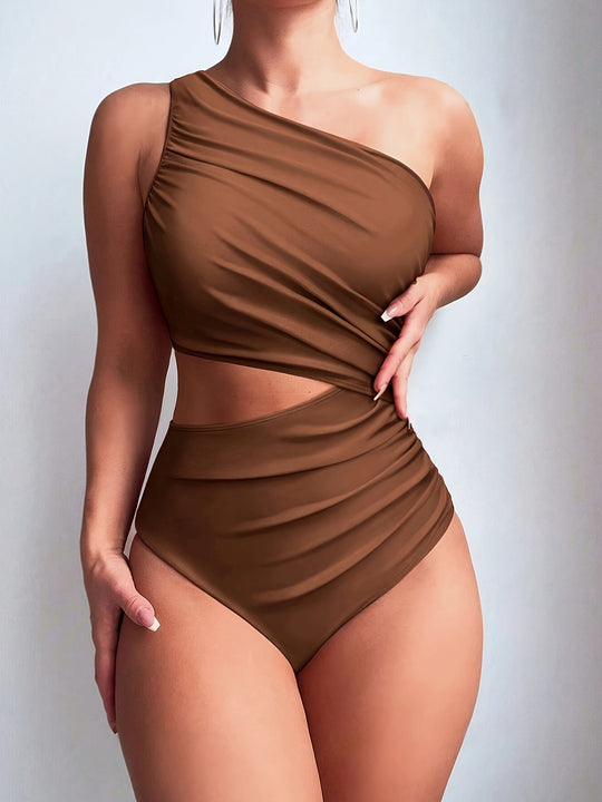 Damen Einseitiger Badeanzug mit eleganter Drapierung EB