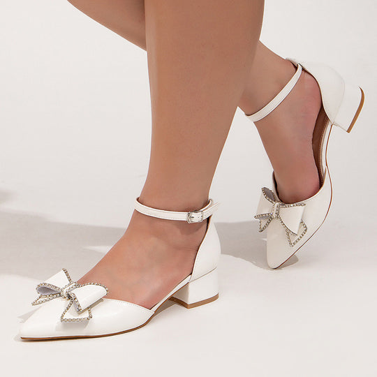 Damen elegante Slingback-Pumps mit strassverzierten Schleifen EB