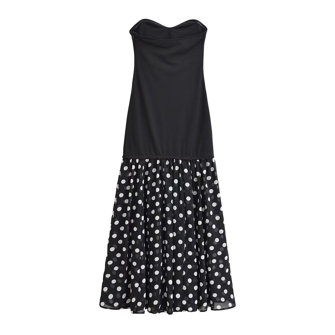 Damen Maxikleid mit schwingendem Rock und herzförmigem Ausschnitt EB