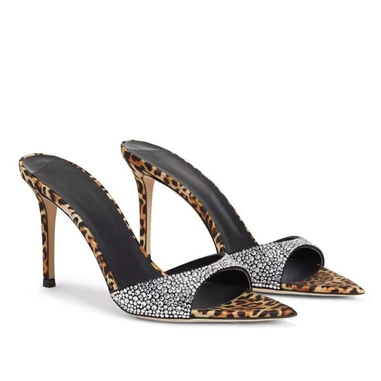 Damen elegante High Heel Sandalen mit Glitzerverzierungen EB